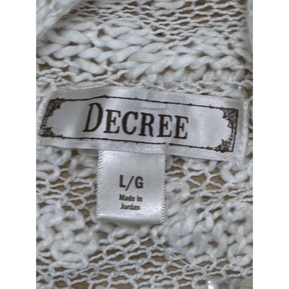 Decree SOFT Cardigan Sweater Ivory Draped Sides Short Sleeve Women’s Size L, NWT - Picture 5 of 8